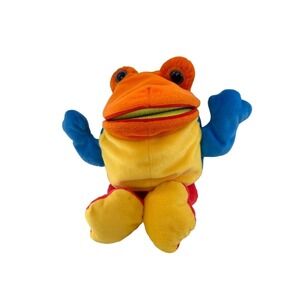 Commonwealth Colorful‎ Plush Frog Toy Hook Loop Mouth Bright Multicolor Design